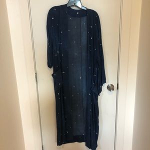 UO blue constellation maxi duster robe OS